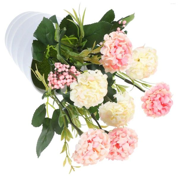 Fleurs décoratives petites plantes en pot fleur artificielle bonsaï Faux hortensia réaliste soie Faux