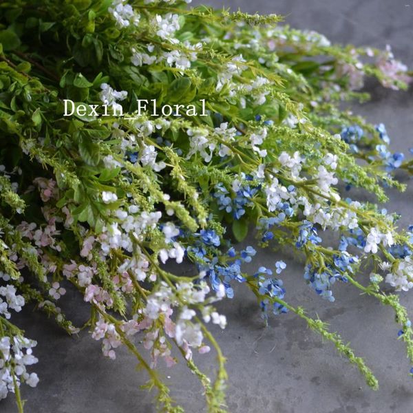 Fleurs décoratives petites fleurs sauvages de printemps rose bleu et blanc artificiel flowres fausse verterie