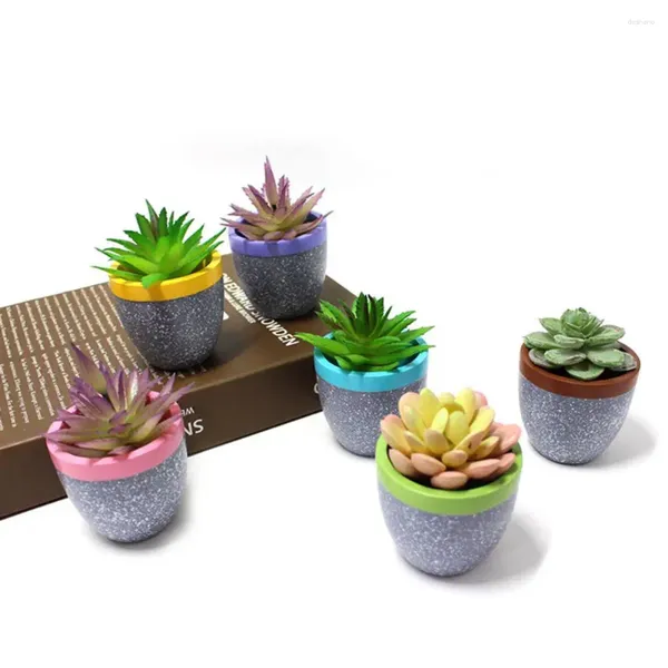 Fleurs décoratives Assemblées lisses 6pcs Minion de plante en pot attrayant Modèle de simulation respirante Bonsaï Facile à se soucier du jardin décor