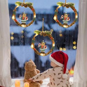 Fleurs décoratives décor de chambre de neige garale grenouilleur de porte murale légère pendentif pendentif rond ornements de Noël décoration