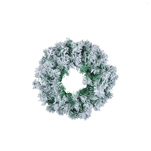 Flores decorativas Snowy Flocked Christmas Wreath Puerta de la puerta de entrada para la casa embrujada Sala Secreta