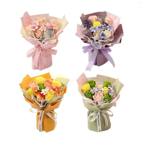 Fleurs décoratives savon bouquet de fleurs centres de table de bain accessoires de photographie parfumés floraux cadeau de fête des mères pour les fiançailles de fête