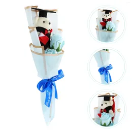 Bouquet de fleurs décoratives en savon, cadeau pour diplômés, Mini ours de remise de diplôme, roses en mousse, cadeaux de Banquet