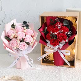 Fleurs décoratives Soap Rose Bouquet-cadeau Boîte de gypsophile séché anniversaire de Noël Saint-Valentin