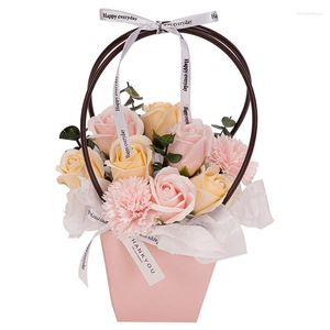 Decoratieve bloemen Soap Rose Flower Bouquet Kunstmatige moeder Vader Geschenken voor Festival Anniversary Faux Floral Arrangement