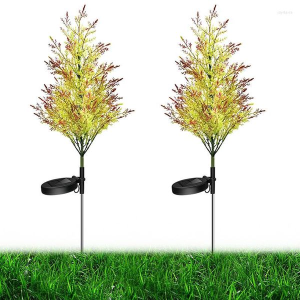 Flores decorativas Jardín solar Árbol de Navidad Luces de estaca Tierra de pino Paquete de 2 árboles con LED multicolor