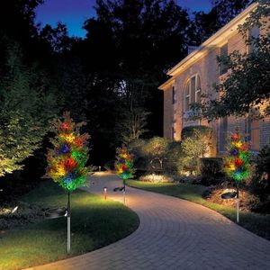 Decoratieve bloemen Zonne -dennenboom LED -lichten Tuinbenodigdheden Zonlichtlamp Buiten Kleur Veranderend waterdicht feest Kerstdecor