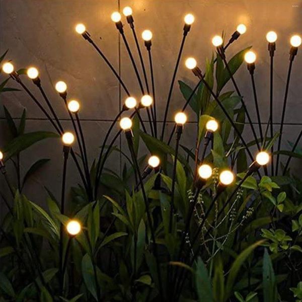 Fleurs décoratives alimentées par l'énergie solaire Firefly Lights Swinging Garden 6 LED Light Bulbs Stake Decor