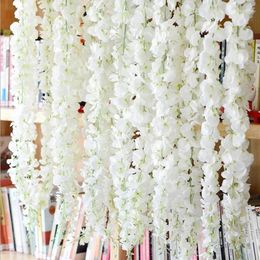 Fleurs décoratives spécialisées wisteria chlorophytum (3 tiges / pièce) 140 cm / 55.12 "Longueur Wisterias Vine pour centres de centres de mariage