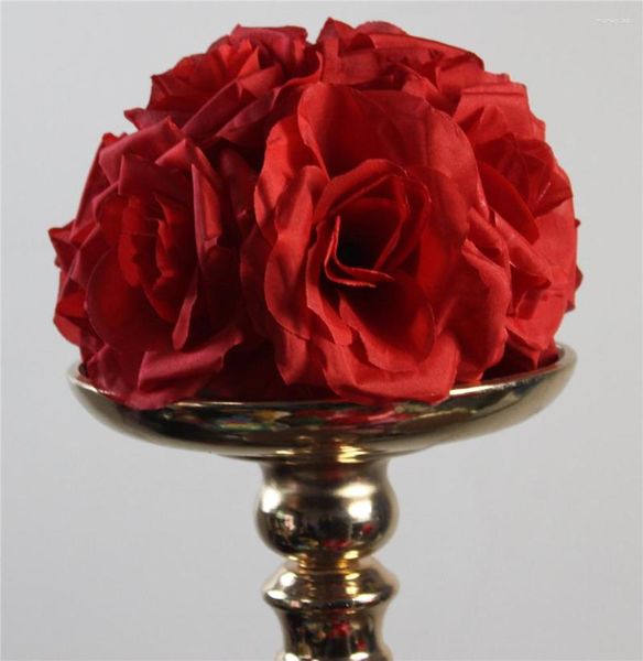 Fleurs décoratives SPR 15 cm rouge élégant soie artificielle sertissage Rose boule de fleur suspendu baiser pour salle de mariage fête décoration fournitures