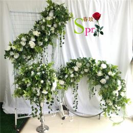 Decoratieve bloemen SPR 1M/2m Timpel Silk Flower Table Runner 200 40cm trouwdecoratie verkopen