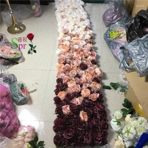 Flores decorativas SPR 2 2.4m de alta calidad Ombre Wedding Flower Flow Stage Fackdrop Mala de mesa artificial al por mayor