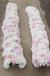 Decoratieve bloemen Spr 2024 2m/pc's bruiloft Kleine boog bloemtafel Runner Wall Stage Backdrop Artificial Wholesale