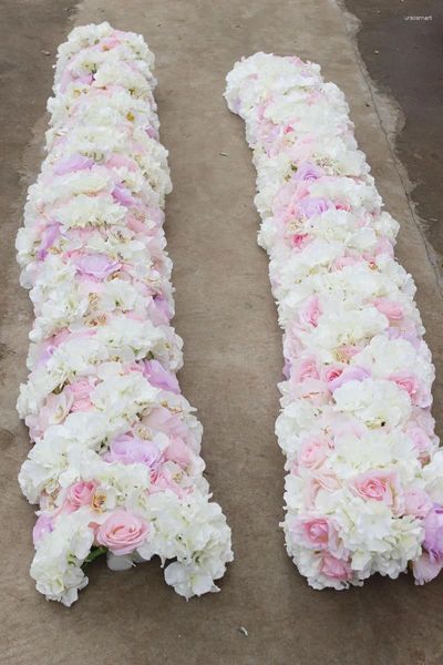 Fleurs décoratives SPR 2024 2M / PCS Mariage Petite arc table de fleurs Tableau de coureur de runner fond de fond artificiel en gros artificiel