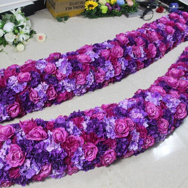 Fleurs décoratives spr 2m 30cm de largeur Mariage Petite arc table de fleurs de la scène du coureur de coureur de fond de fond artificiel en gros artificiel