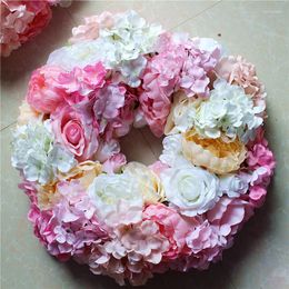 Decoratieve bloemen Spr 45cm dia. Wedding Rose Flower Wrans Party Floral Garlands Crown Road Lead voor tafel middelpunt stand