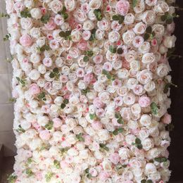 Decoratieve bloemen Spr Baby Roze Wall Backdrops Bloemanelen kunnen oprollen Doekbasis Basis Houdgelegenheid Achtergrond Arrangement Bloemen