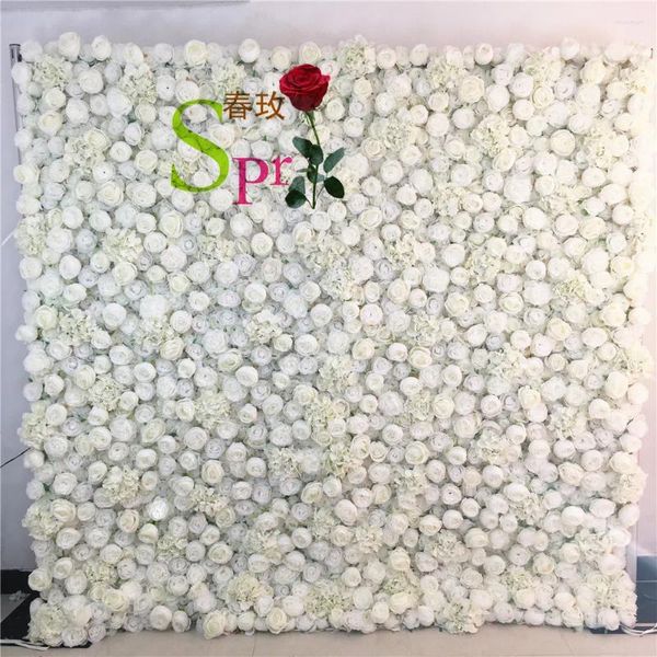 Fleurs décoratives spr Centre de mariage personnalisé de haute qualité décor de la fleur artificielle de rosel blanc mur floral