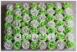 Fleurs décoratives SPR EMS mélange vert ivoire soie artificielle Rose fleur mur mariage fond Arrangement décoration