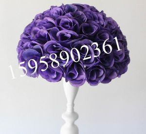 Flores decorativas SPR EMS Púrpura Decoración de la boda 30 cm Seda Besando la bola de la flor Púrpura-plástico interior