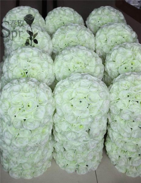 Fleurs décoratives SPR gratuit EMS 25cm, boule de baiser en soie pour mariage, boule de Table intérieure en plastique bleu, décoration scolaire El