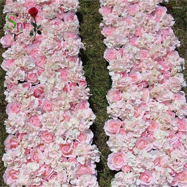 Flores decorativas SPR -rosa claro-10pcs/lote pared de flores de rosa de seda artificial fondo para ocasión de boda decoración de césped/pilar