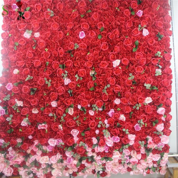 Fleurs décoratives SPR Ombre Style ROUGE Usine Détails En Gros Mur De Fleurs Toile De Fond De Mariage Arrangements Artificiels