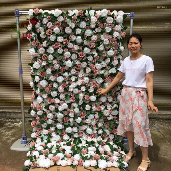 Fleurs décoratives SPR Roll Up Flowerwall Backdrop Wedding Flower Wall Stage Wholesale Artificial