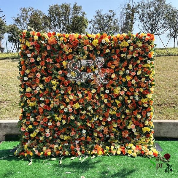 Flores decorativas SPR enrolladas, hortensia de rosa de seda, cabeza de flor blanca, Panel de hojas, Mural, telón de fondo de pared de boda Artificial