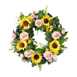 Decoratieve bloemen lente en zomer creatieve simulatie tot zonnebloem bloem winkelcentrum deur decoratie gras ringen hanger ring