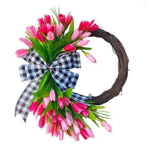 Couronne de tulipes artificielles de printemps, fleurs décoratives suspendues pour porte d'entrée, décoration de maison, fournitures de bricolage pour la maison