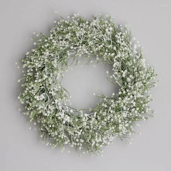 Fleurs décoratives printemps couronne artificielle blanc gypsophile fleur ferme guirlande plantes porte d'entrée tenture murale pour mariage maison