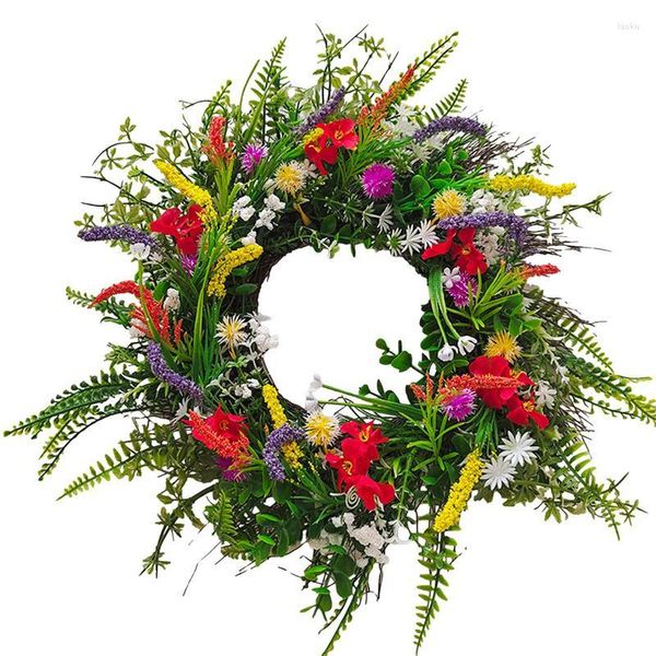 Fleurs décoratives printemps coloré guirlande Cottage guirlande artificielle 35 cm/40 cm fleur sauvage couronne porte décoration article