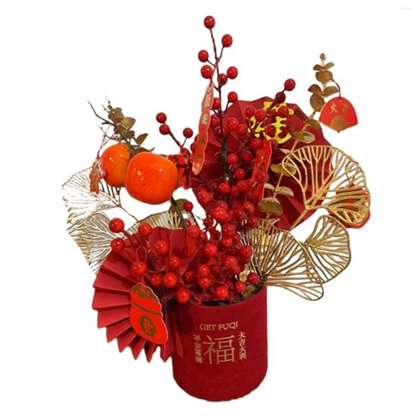 Fleurs décoratives Festival de printemps Fu seau décoration de Table avec lampe fait à la main traditionnel Feng Shui Vase pour chambre léger