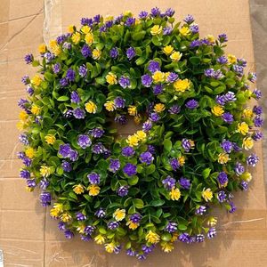 Flores decorativas Festival de primavera Summer Purple amarillo Simulación Puerta de flores Cabeza colgante para mujeres