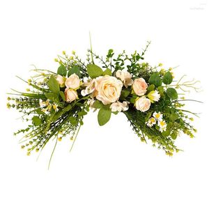 Fleurs décoratives printemps feuille Fine gypsophile Rose porte linteau maison Simulation fleur décoration pendentif couronne nautique baies pour