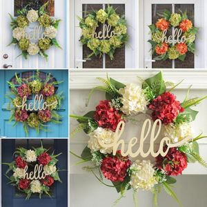 Decoratieve Bloemen Lente Vakantie Krans Sier Materiaal Veiligheid HELLO Brief Decoratie Muur Opknoping