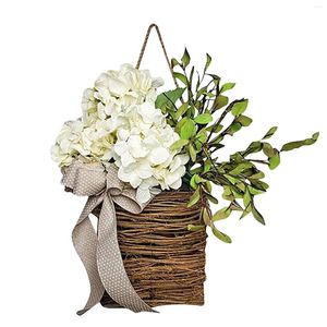 Fleurs décoratives printemps hydrangeas panier guirlande simulation rotin porte suspendue