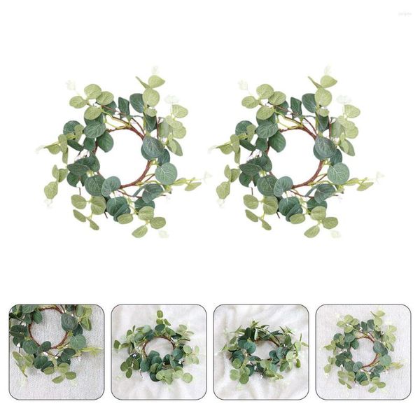 Ornements décoratifs de guirlande de feuilles de printemps de fleurs: Voluspa 2pcs guirlande suspendue d'eucalyptus artificiel avec décalcomanie de baie pour l'intérieur