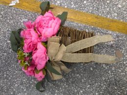 Fleurs décoratives printemps rose pivoine arc panier de fleurs couronne porte suspendue décor à la maison été avant décoration ferme