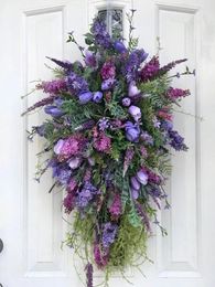 Decoratieve bloemen Leer paarse slinger Lilac Hyacinth kleurrijke thuisarrangement decoratie mysterieuze bloemkrans deur