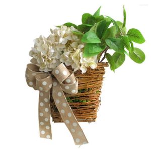 Decoratieve bloemen Leermuur Hangende mand Voordeur Decoratie Elegante kunstmatige hortensia Rattan Bloem voor raam zomer