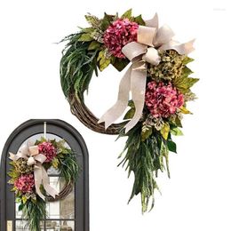 Fleurs décoratives printemps guirlande 15.75 pouces couronnes de fleurs artificielles cuisine et maison décoration de mariage pour mur fenêtre avant porche extérieur