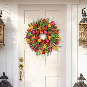 Decoratieve bloemen Lentekrans Voordeur Zomer Herfst Buiten Binnenmuur- of raamdecoratie Heldere tulp