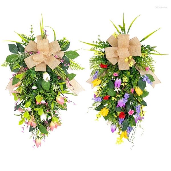 Fleurs décoratives Couronne de printemps porte d'entrée pour le jardin Décorations de mariage de vacances 95