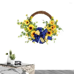 Fleurs décoratives Couronne de printemps Councarnes de porte Décoration de porte Farmhouse Rustique Feuilles vertes Hangle artificiel Hoop de rotin artificiel