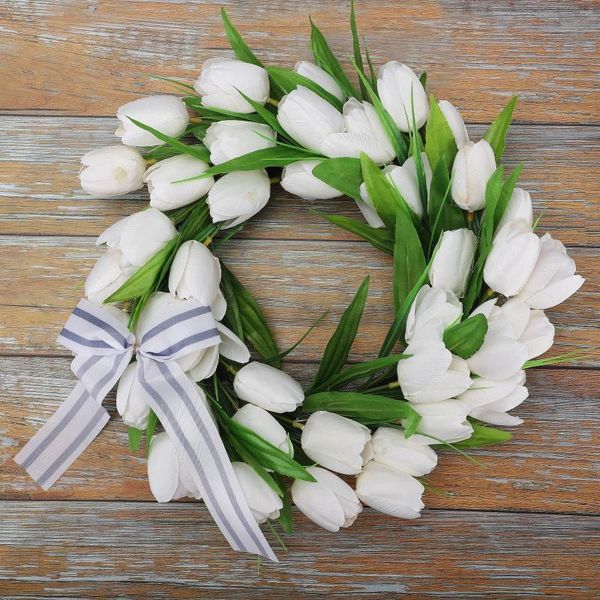 Fleurs décoratives printemps guirlande tulipe blanche Simulation fleur artificielle fête des mères mariage décoration guirlande décor à la maison