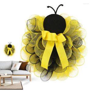 Fleurs décoratives couronnes de printemps pour la porte d'entrée 14 pouces d'automne couronne de couronne d'abeille décorations de fête miel décoration