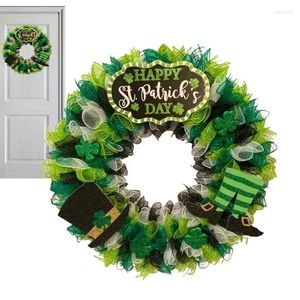Fleurs décoratives St Patrick's Day Front Door Signe Irish Clover Couronne verte Général pour les couronnes rustiques rustiques chanceuses