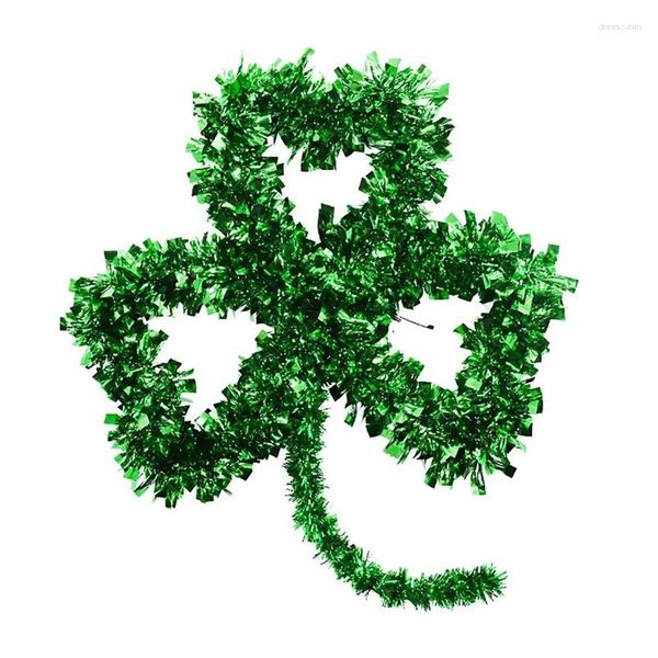 Guirlande verte de fleurs décoratives pour la Saint-Patrick, décorations murales irlandaises pour porte et maison, fête amusante, trèfle Trifolium, couronne d'herbe porte-bonheur